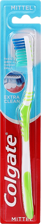 Зубна щітка середньої жорсткості "Extra Clean", зелена - Colgate Extra Clean Medium — фото N3