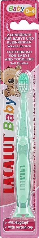 Зубная щетка "Baby" с мишкой, 0-4 лет, зеленая - Lacalut Baby Toothbrush For Babys & Toddlers — фото N1