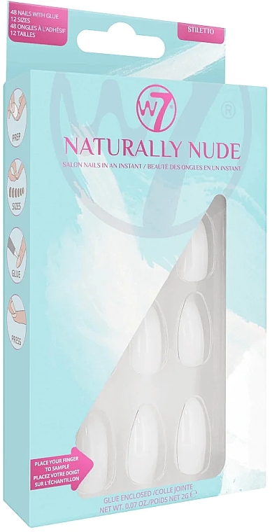 Набір накладних нігтів - W7 Cosmetics Naturally Nude Stiletto — фото N1