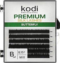Парфумерія, косметика Накладні вії Butterfly Green B 0.15 (6 рядів: 6/7/8/9) - Kodi Professional