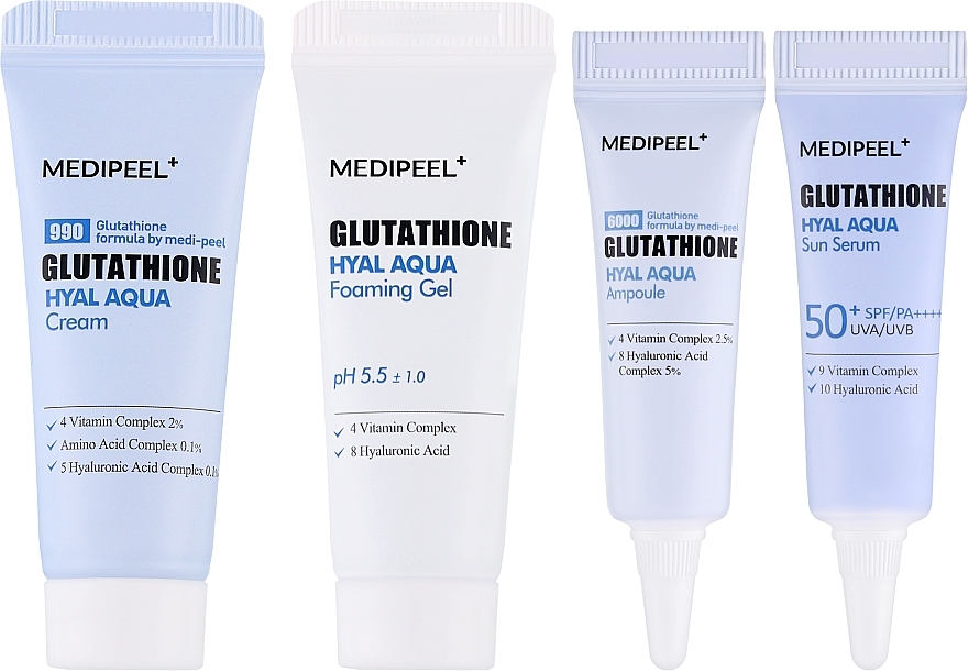 Набір - MEDIPEEL Glutathione Hyal Aqua Trial Kit (cr/15ml+ser/4ml*2+foam/15ml) — фото N2