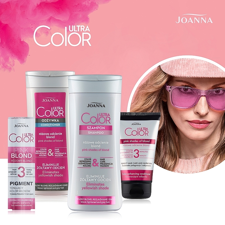 Оттеночный кондиционер для волос - Joanna Ultra Color System Pink Shades Of Blond — фото N5