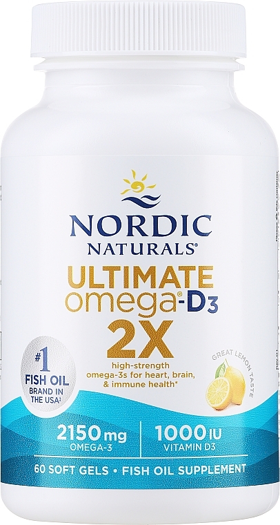 Харчова добавка зі смаком лимона "Омега 2X + вітамін D3", 2150 мг - Nordic Naturals Omega 2X With Vitamin D3 — фото N1