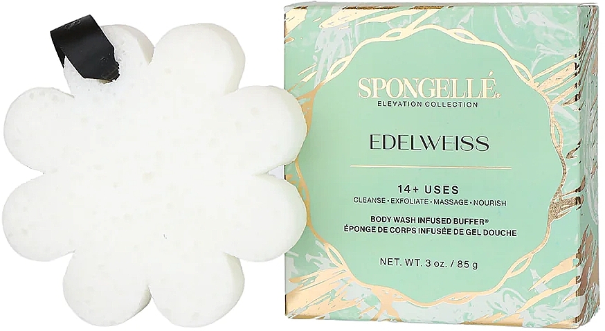 Пінна багаторазова губка для душу - Spongelle Elevation Body Wash Infused Buffer Edelweiss — фото N1