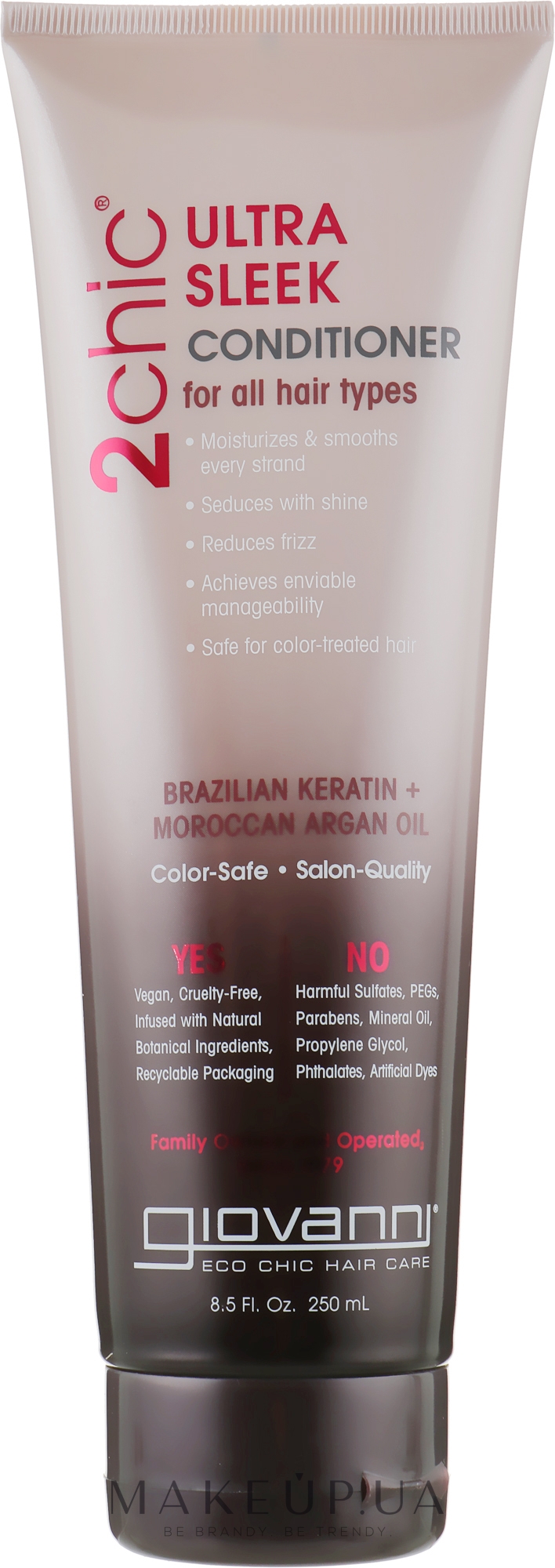 Кондиционер для волос - Giovanni 2chic Ultra-Sleek Conditioner Brazilian Keratin & Argan Oil — фото 250ml