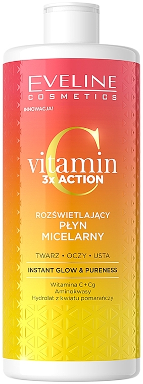 Освітлювальна міцелярна вода - Eveline Cosmetics Vitamin C 3x Action — фото N1