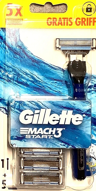 Бритвенный станок с 5 сменными кассетами - Gillette Mach3 Start — фото N1