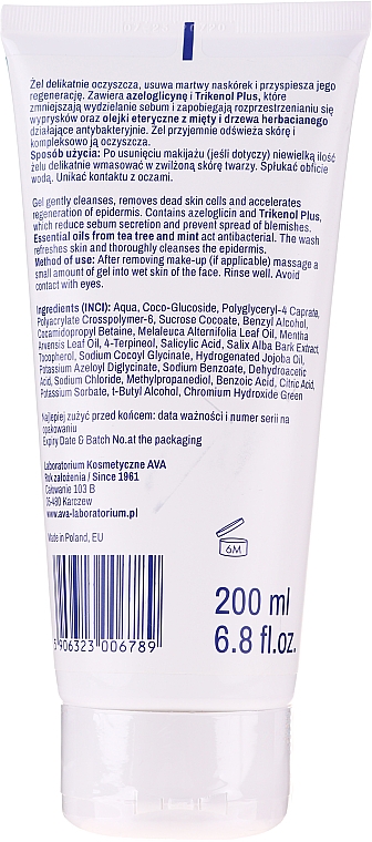Гель для обличчя - Ava Laboratorium Acne Control Professional Fresh Start Antibacterial Face Wash — фото N2