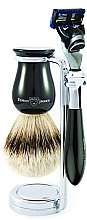 Духи, Парфюмерия, косметика Набор для бритья - Edwin Jagger Imitation Ebony Fusion Proglide Silver Tip Badger