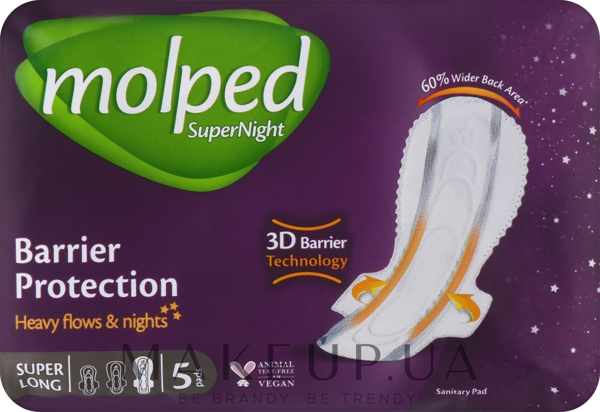 Гигиенические прокладки Super Night Super Long, 5 шт. - Molped — фото 5шт