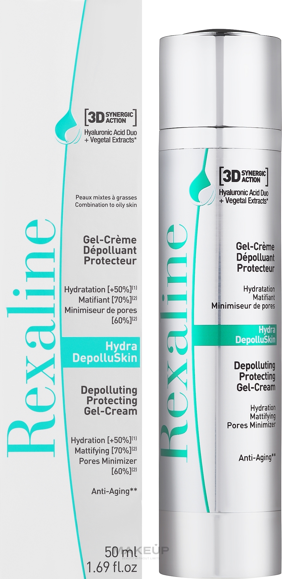 Захисний гель-крем для обличчя "Детокс" - Rexaline Hydra 3D Hydra-DepolluSkin Gel-Cream — фото 50ml