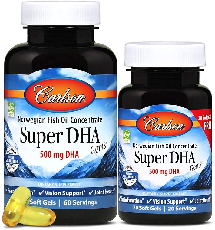 Набор "Супер ДГК" - Carlson Labs Super DHA (capsule/60szt + capsule/20szt) — фото N1