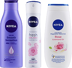 Набір - NIVEA Care & Roses (deo/spray/150ml + sh/gel/250ml + b/milk/250ml) — фото N3