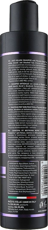 Шампунь против выпадения волос с экстрактом плаценты и пантенола для белых, светлых и обесцвеченных волос - Placenta Vitae Professional Line Anti-Yellow Shampoo — фото N2