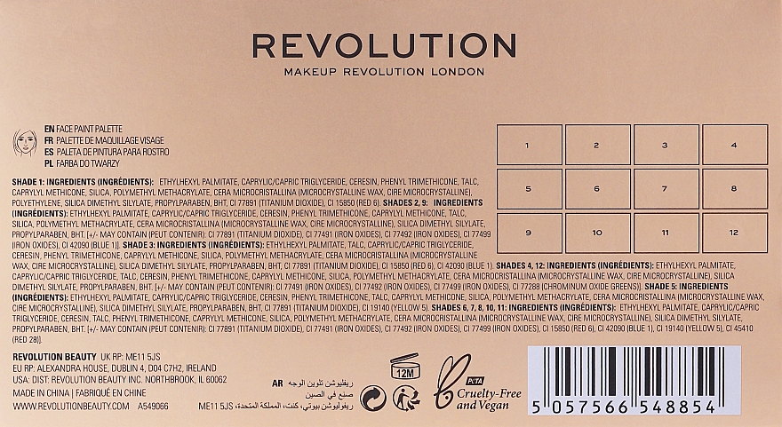 Палитра металлических красок для лица - Revolution Creator Revolution Metallic Face Paint Palette — фото N3