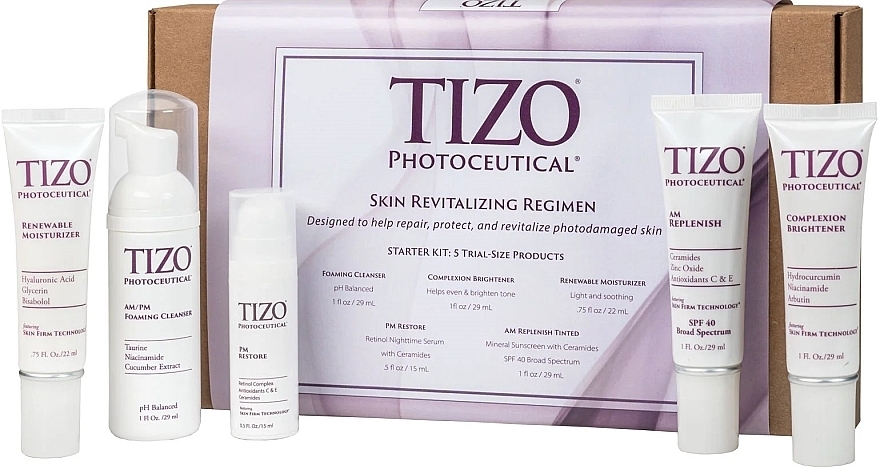 Набор - TiZO Skin Revitalizing Trial Size Regimen (foam/29ml + cr/22ml + cr/2*29ml + serum/15ml) — фото N1