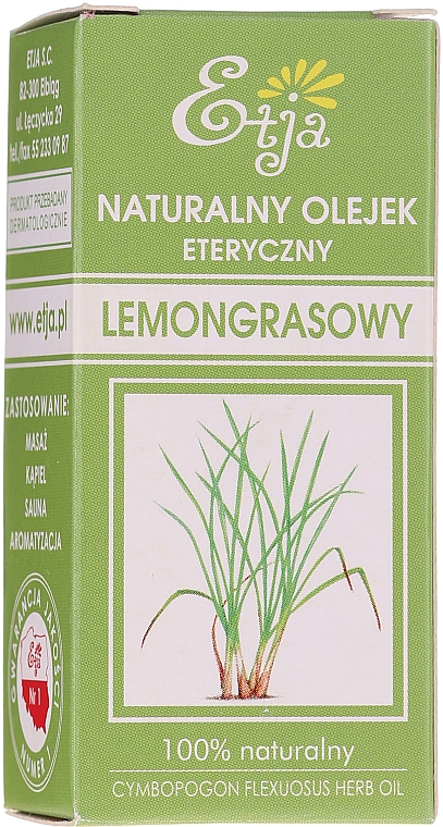 Натуральное эфирное масло лемонграсса - Etja Natural Essential Oil  — фото N1