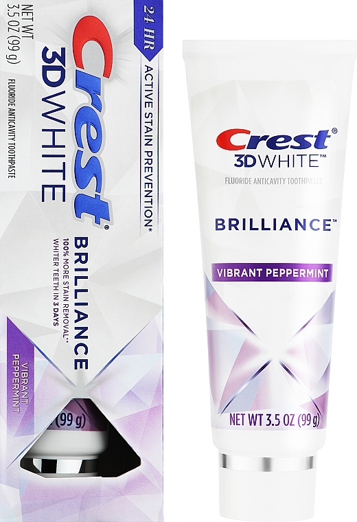 Отбеливающая зубная паста - Crest 3D White Brilliance Vibrant Peppermint Whiter Teeth In 3 Days  — фото N2