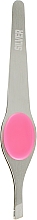 Пинцет скошенный SP-7104/2, 10см, розовый - Silver Style — фото N1