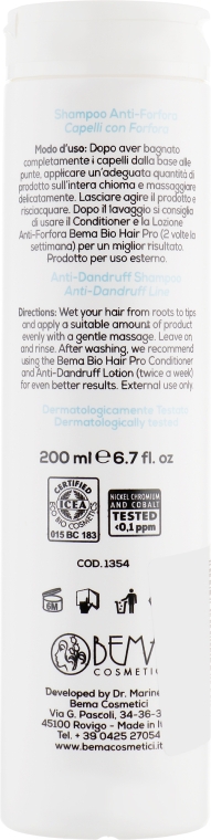 Шампунь против перхоти - Bema Cosmetici Bio Hair Pro Anti-Forfora Shampoo — фото N2
