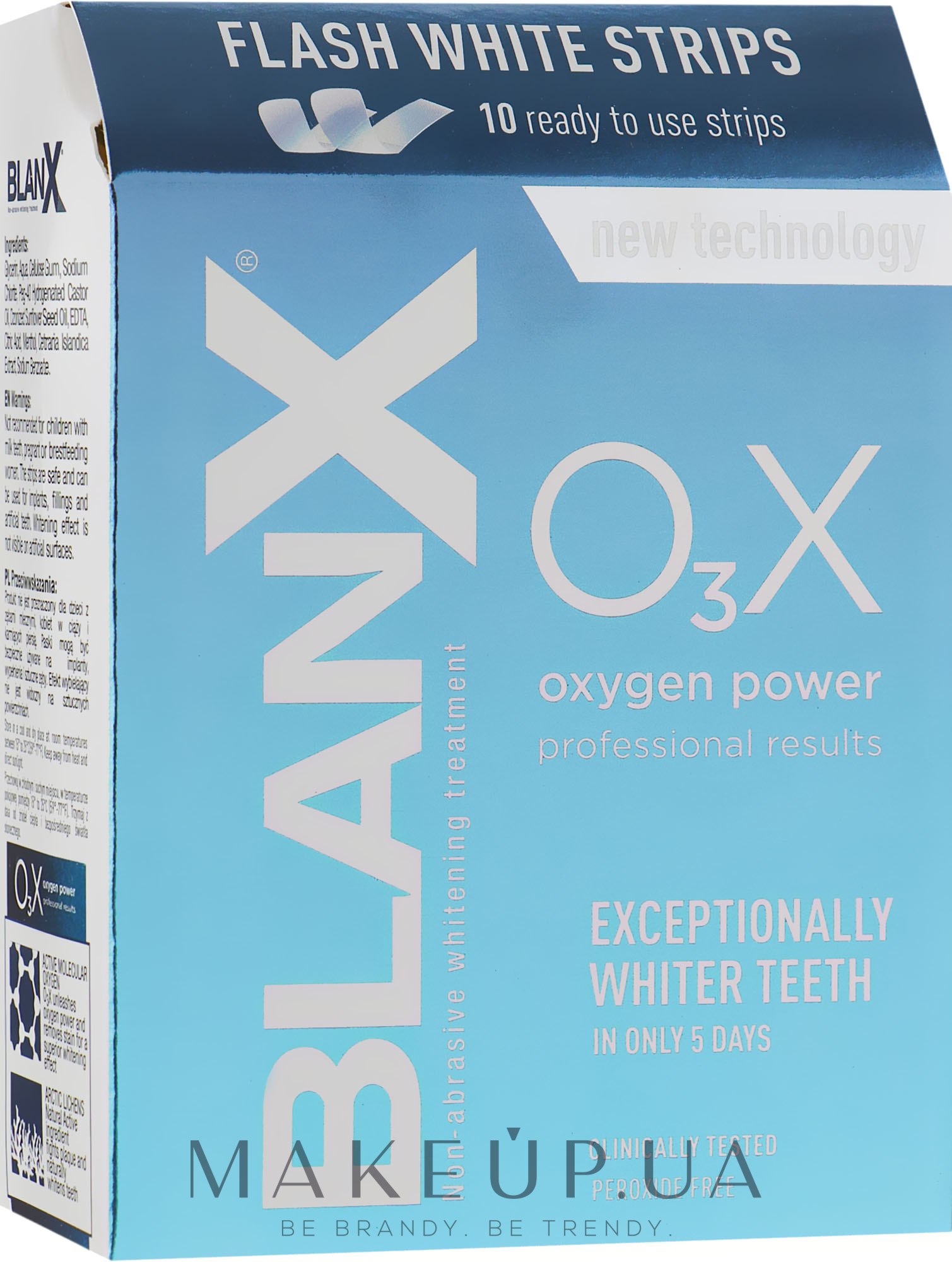 Полоски для отбеливания зубов в домашних условиях - BlanX O3X Oxygen Power Flash White Strips — фото 10шт