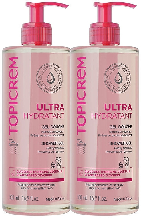 Набор - Topicrem Ultra-Moisturizing Gentle Shower Gel (sh/gel/2x500ml) — фото N1