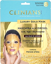 Парфумерія, косметика Гідрогелева маска для обличчя з аргановою олією - Clinians Hydrogel Mask With Argan Oil And Golden Powder