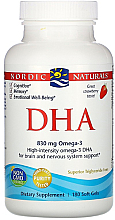 Пищевая добавка, 830 мг с клубничным вкусом "Омега 3" - Nordic Naturals DHA Strawberry — фото N1
