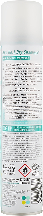 Сухой шампунь - Batiste Dry Shampoo Clean and Classic Original  — фото N2