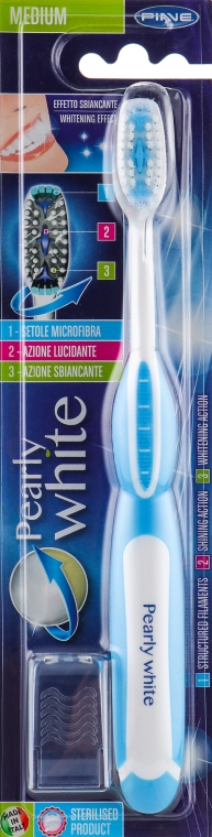 Зубная щетка "Pearly White", средней жесткости, голубая - Piave Pearly White Medium Toothbrush — фото N1