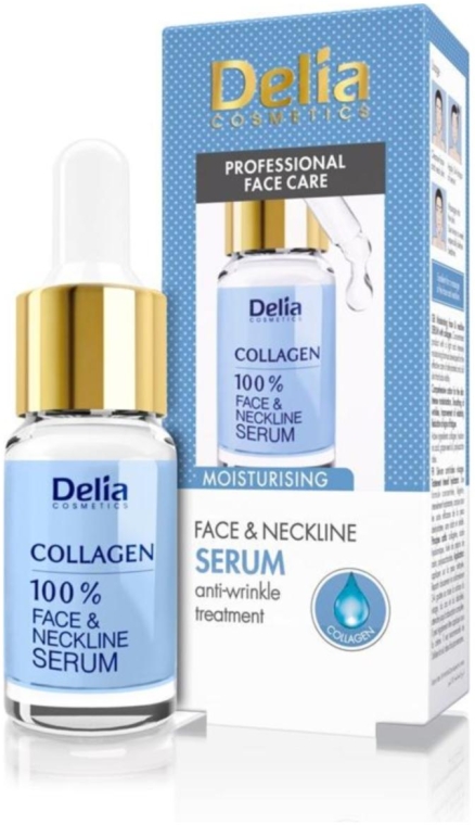 Сироватка для обличчя та шиї проти зморшок, зволожуюча інтенсивна терапія - Delia Collagen Intensive Anti-Wrinkle and Moisturising Treatment Serum