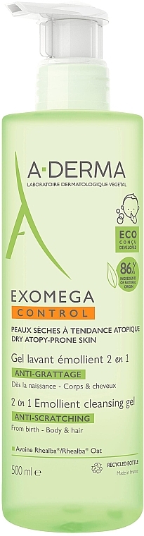Смягчающий очищающий гель - A-Derma Exomega Control Emollient Cleansing Gel 2in1