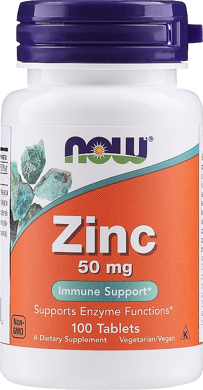 Таблетки "Цинк" - Now Foods Zinc 50mg — фото N1