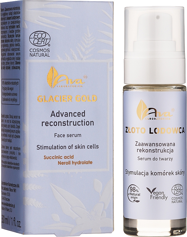 Сироватка для обличчя - AVA Laboratorium Glacier Gold Advanced Reconstruction Face Serum — фото N1