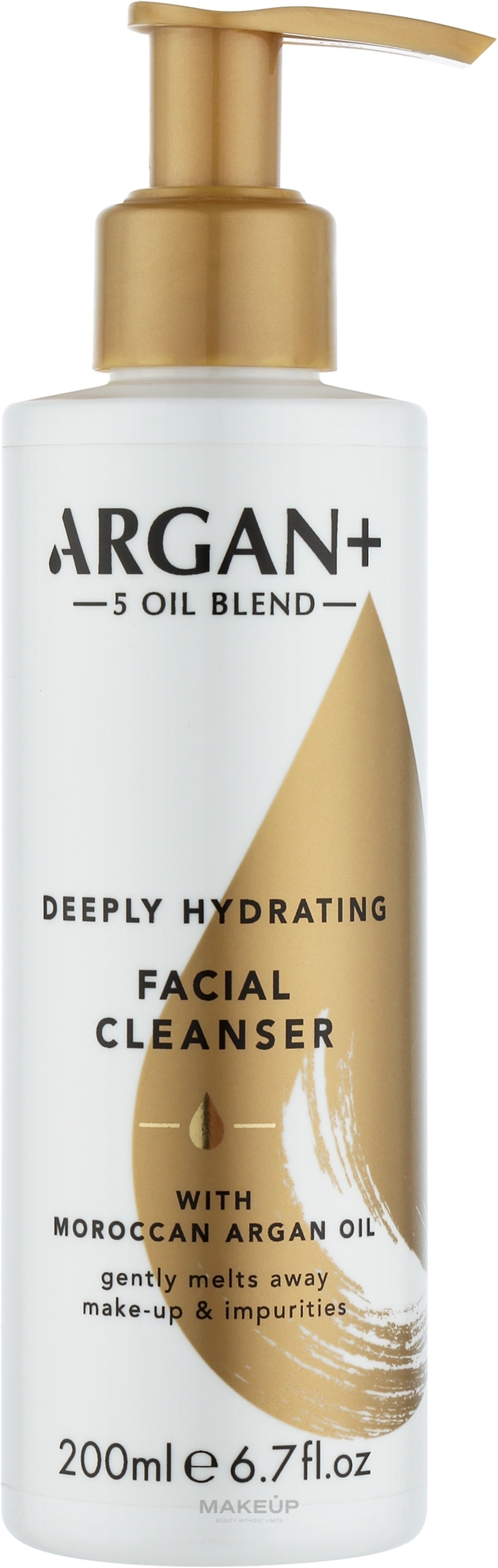 Гель зволожуючий для вмивання обличчя "Морокканська арганова олія" - Argan+ Moroccan Argan Oil Deeply Hydrating 5-Oil Cleanser — фото 200ml