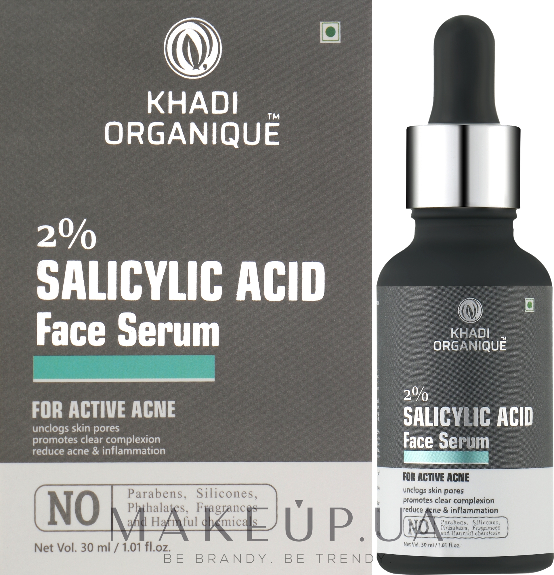 Антивозрастная сыворотка с салициловой кислотой от морщин и пигментации - Khadi Organique Anti-aging Face Serum Salicylic Acid 2% — фото 30ml