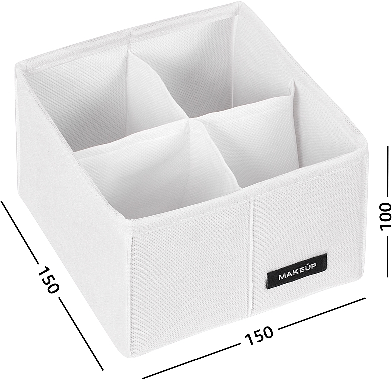 Органайзер для зберігання з 4 комірками, білий 15х15х10 см "Home" - MAKEUP Drawer Underwear Organizer White — фото N2