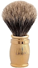 Помазок для гоління - Plisson Godroon Gold Finish & European Grey Shaving Brush — фото N1
