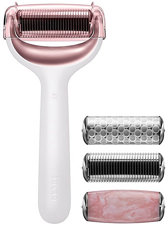 Ультразвуковой ролик для лица и тела - Geske Microneedle Face And Body Roller 9 In 1 White Rose Gold — фото N1