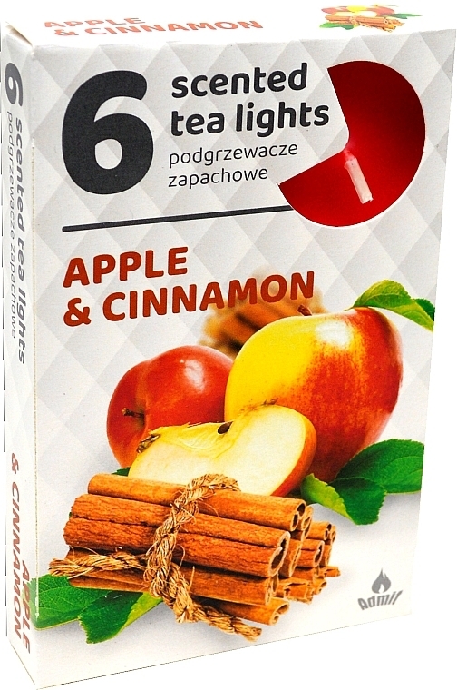 Чайные свечи "Яблоко и корица", 6 шт. - Admit Scented Tea Light Apple & Cinnamon — фото N1