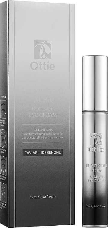 Крем для век с платиной и экстрактом черной икры, с роллером - Ottie Platinum Aura Roll-Up Eye Cream  — фото N2