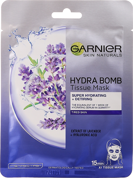 Маска для обличчя  - Garnier Skin Naturals Hydra Bomb Tissue Mask Lavanda — фото N1