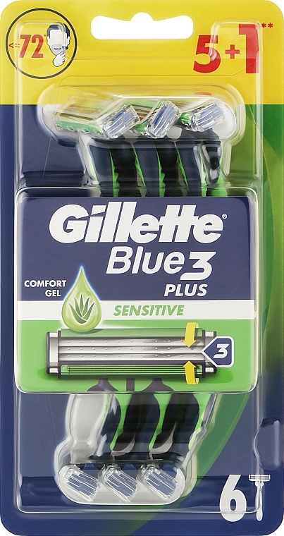 Набір одноразових станків для гоління, 6 шт. - Gillette Blue 3 Sensitive — фото N9
