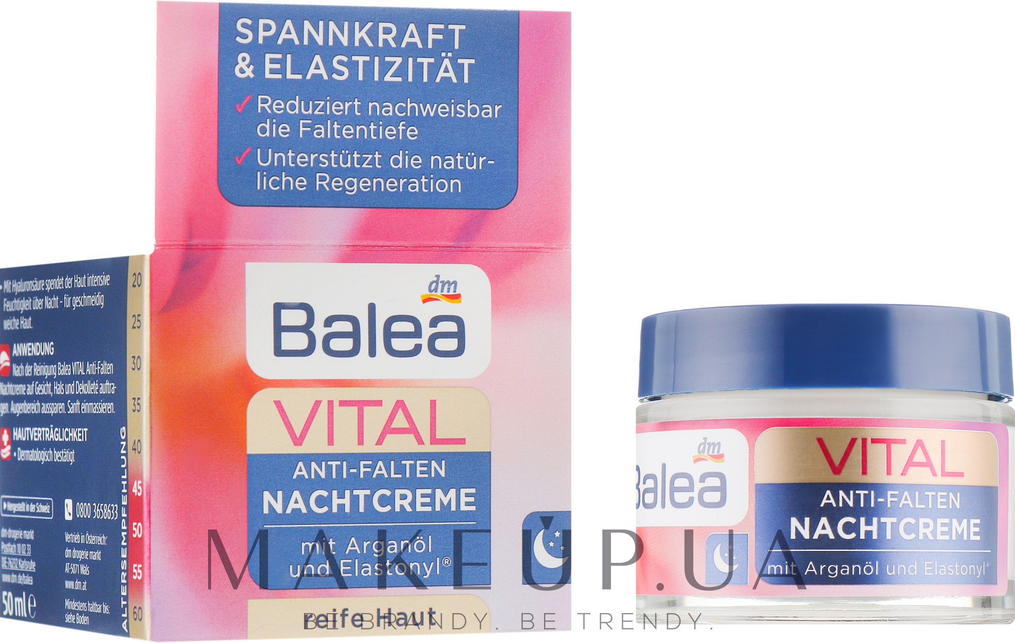 Восстанавливающий ночной крем c аргановым маслом для лица - Balea Vital Nachtcreme — фото 50ml