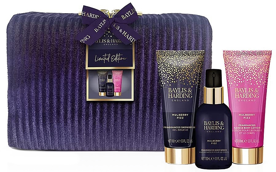 Набір - Baylis & Harding Mulberry Fizz Set (sh/gel/100ml + h/lot/100ml + b/mist/100ml + bag/1pcs) — фото N1