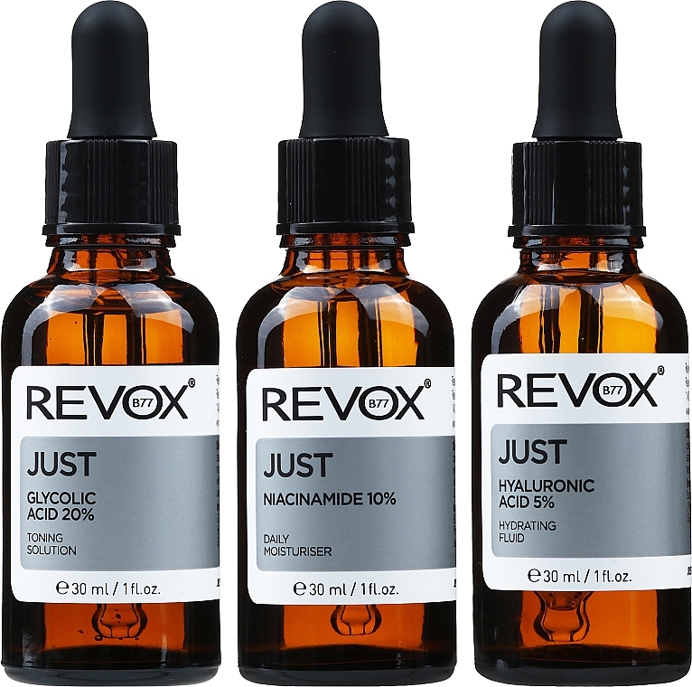 Набір сироваток для догляду за жирною шкірою обличчя - Revox B77 Just Oil Control Skincare Routine (f/serum/3x30ml) — фото N2