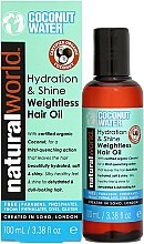 Парфумерія, косметика Олія з кокосом для волосся - Natural World Coconut Water Hydration & Shine Weightless Hair Oil