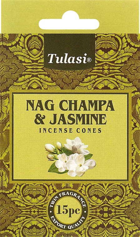 Благовония конусы "Наг Чампа и жасмин" - Tulasi Nag Champa & Jasmine Incense Cones