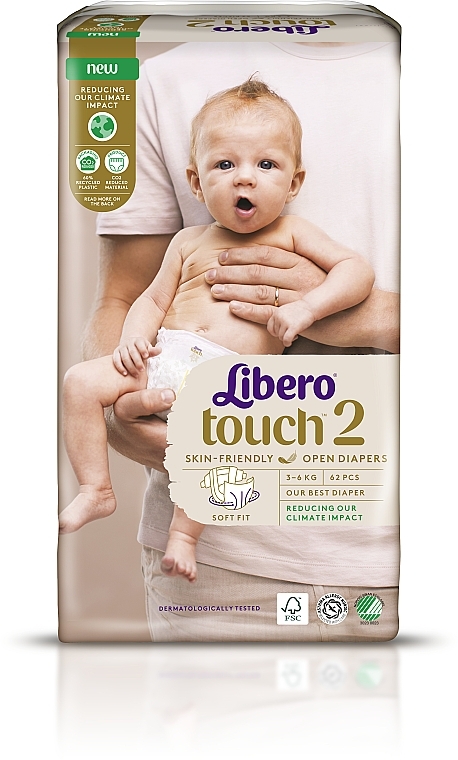 Підгузки дитячі Touch 2 (3-6 кг), 62 шт. - Libero — фото N2