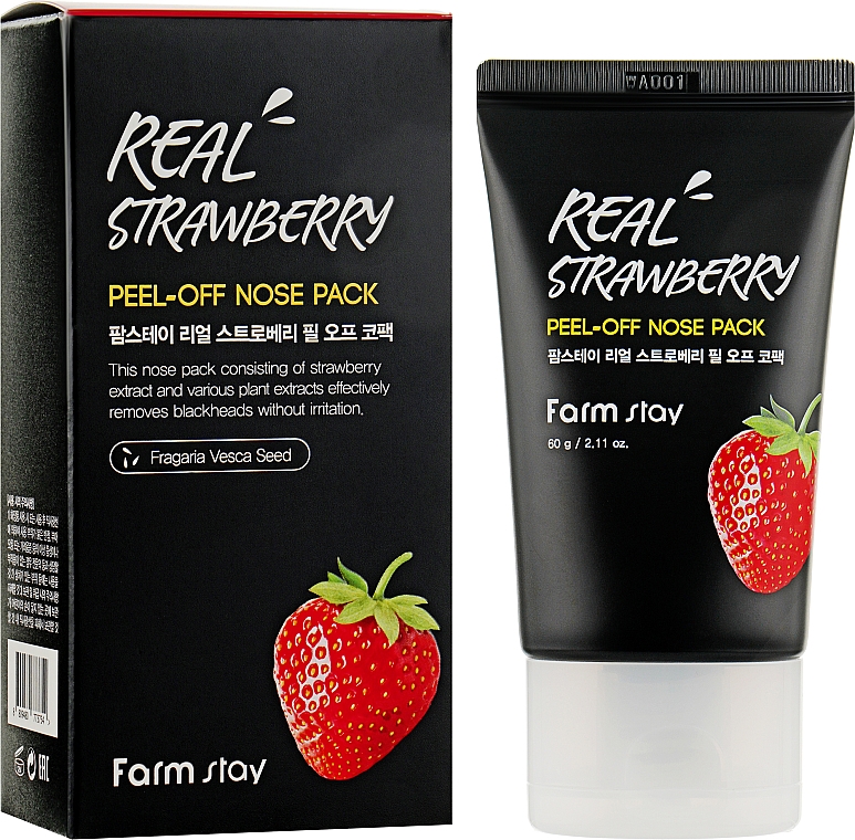Маска-пленка для носа с экстрактом клубники - Farmstay Real Strawberry Peel-Off Nose Pack — фото N2